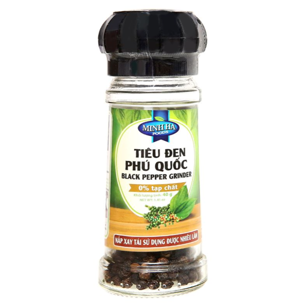フーコック島名産 黒胡椒粒 / Tiêu đen hạt Phú Quốc Minh Hà hũ 40g