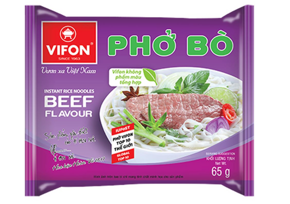 Biffon beef pho 65g Phở thịt bò Vifon goi 65g