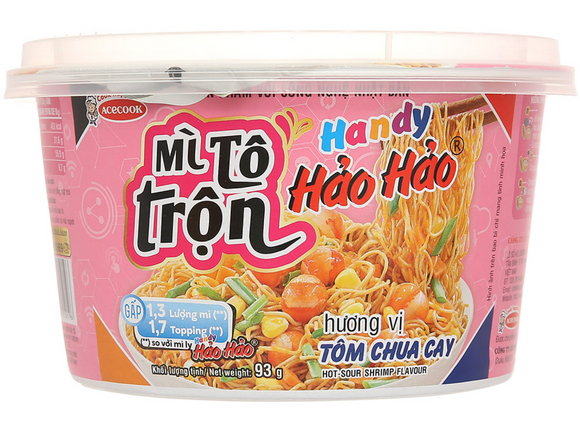 ハオハオ ベトナム風ピリ辛エビ焼きそば（93g）　/Mì trộn Handy Hảo Hảo hương vị tôm chua cay tô 93g