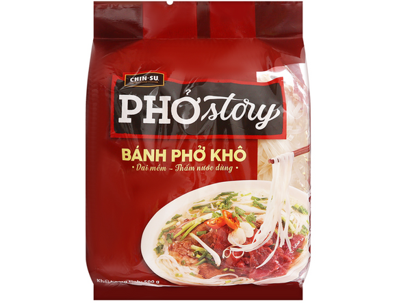 チンスー フォーストーリー フォー乾麺 500g（10食分）/ Bánh phở khô Phở Story Chinsu gói 500g