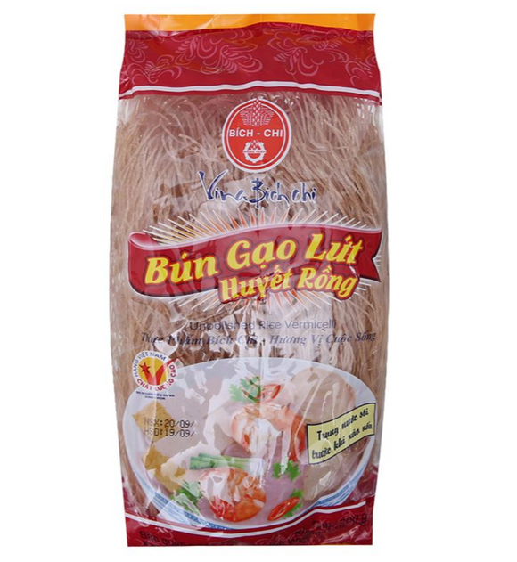 Bun Gao (Vietnamese noodles) Bún gạo lứt huyết rồng Bích Chi gói 200g